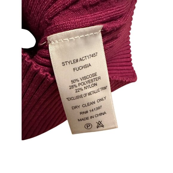 ASTR The Label Philippa Chain Strap Stretchy Sweater Fuchsia Ribbed Chain Sz M - Picture 13 of 14